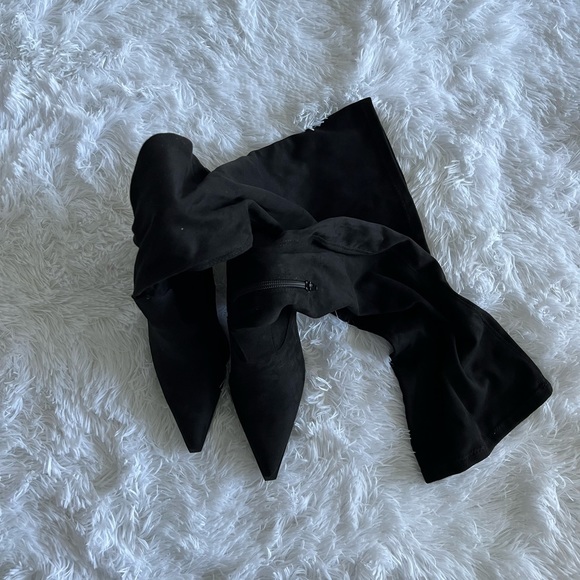 NWT LULUS Kaz Black Suede Pointed-Toe Over-the-Knee Boots - Picture 4 of 10